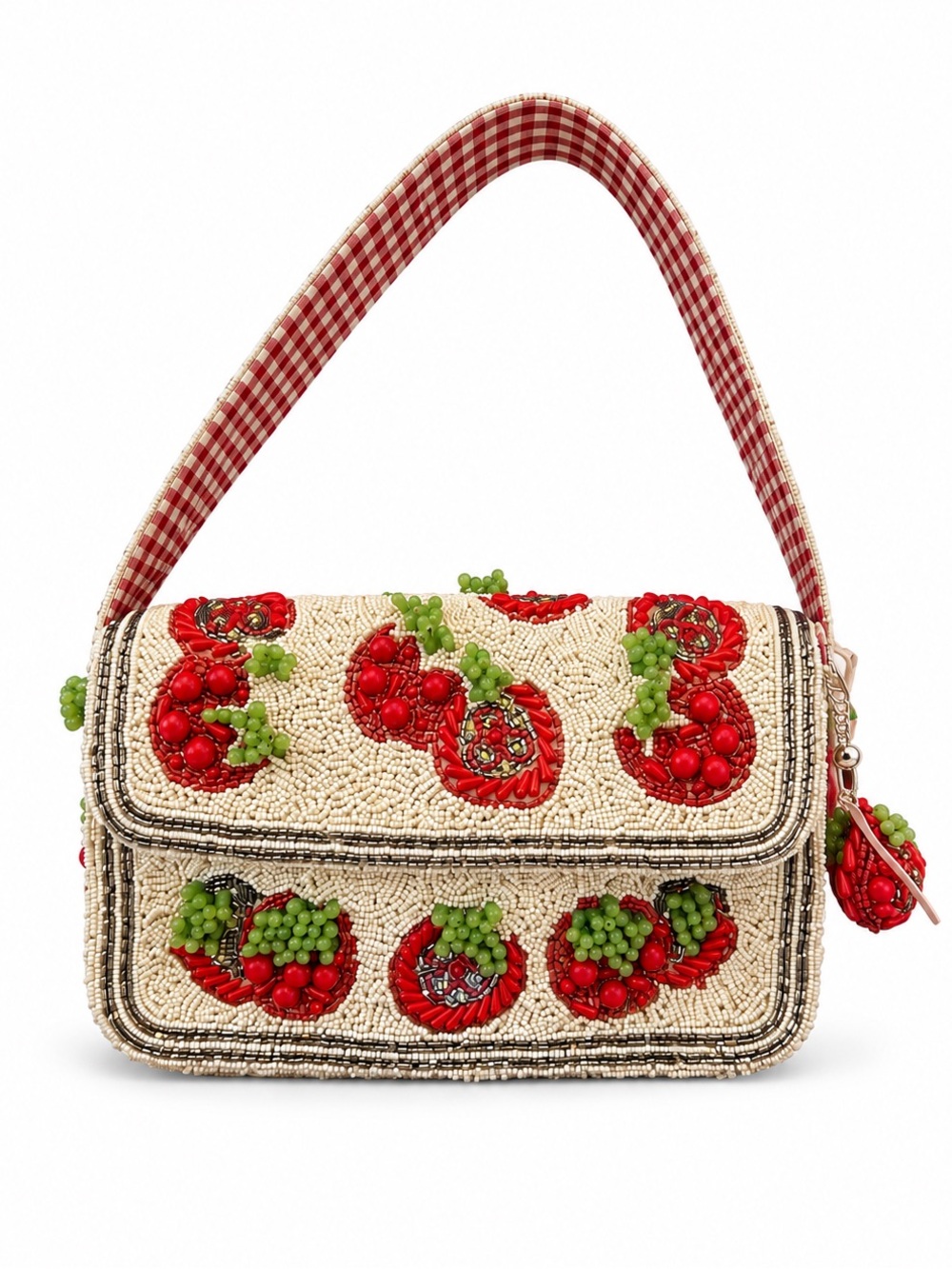 Viral Tomato Beaded Shoulder Bag Red Cream NWT
